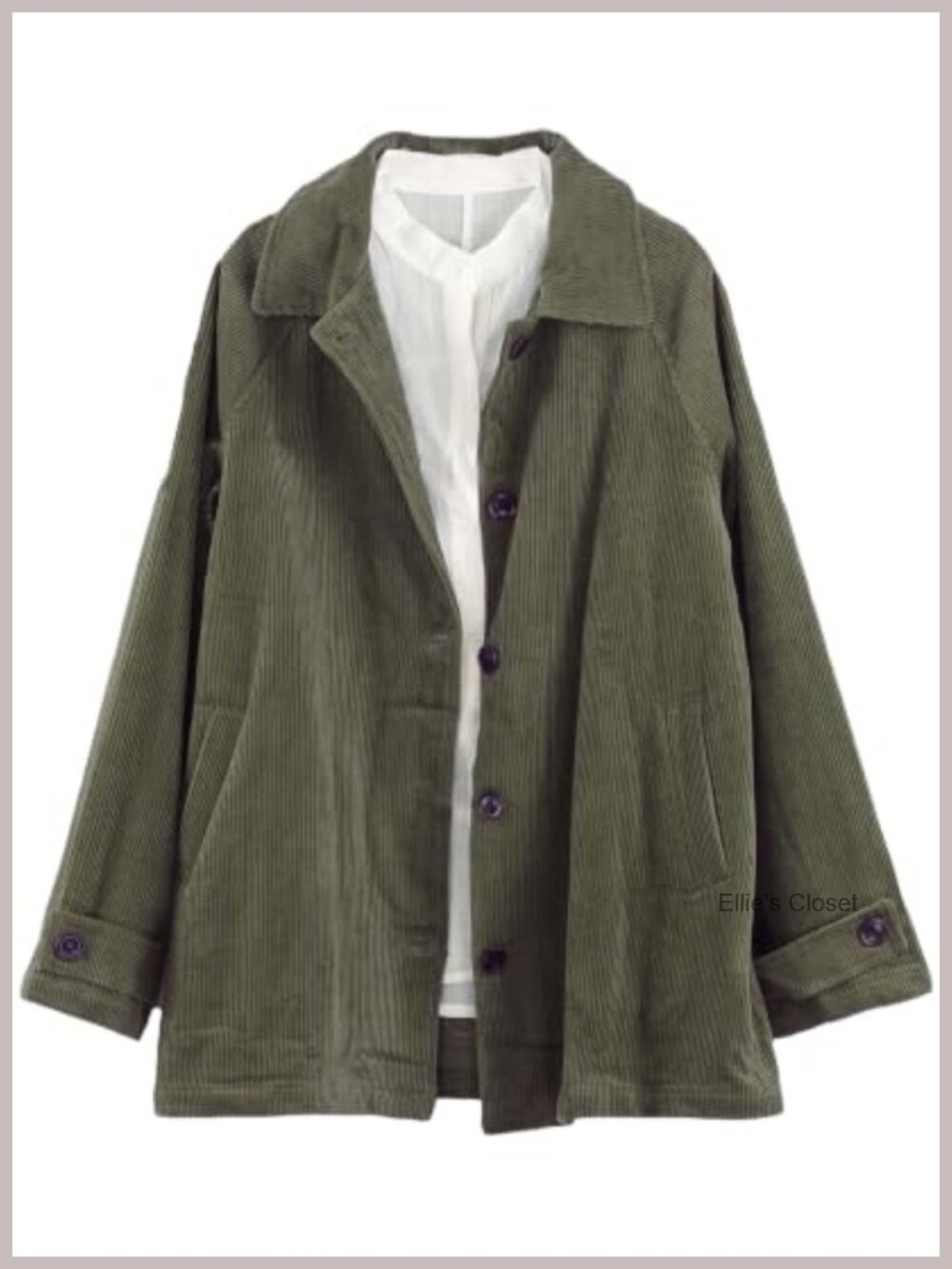Women's Corduroy Jacket Long Sleeve Button Down Coat Casual Outwear with Pockets